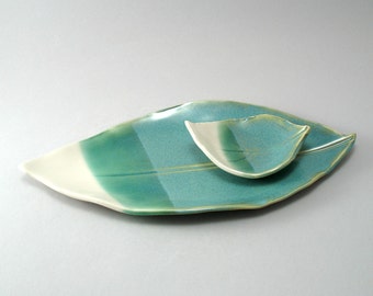 Pottery Leaf Plate-Ceramic Plate Handmade-Serving Plate-Sushi Set-Ceramic Leaf-Ready to Ship