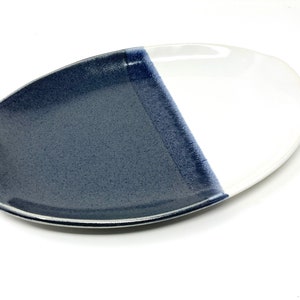 Oval Serving Platter-Blue and White Platter-Handmade Pottery Platter -Blue and White Ceramic Platter, ready to ship