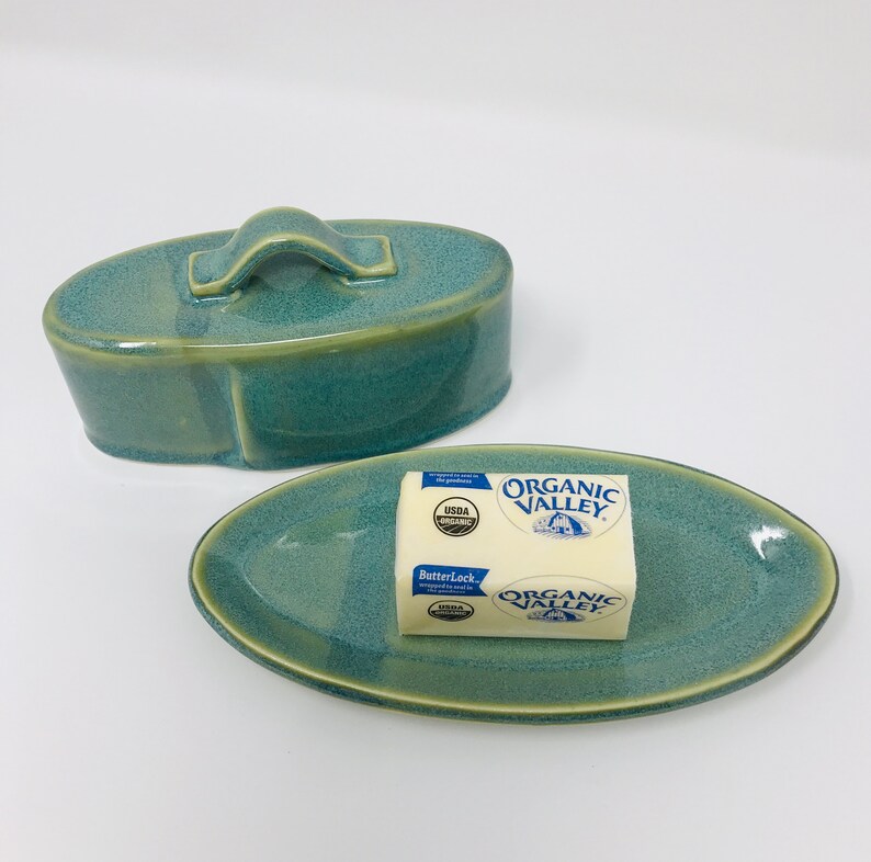 Covered Ceramic Butter Dish, Mini Butter Dish, Half Stick Butter Dish