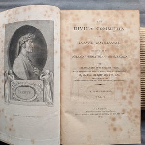 Very rare! First English translation of Dante&#39;s Divine Comedy (Divina Commedia) in 3 Volumes, 1802