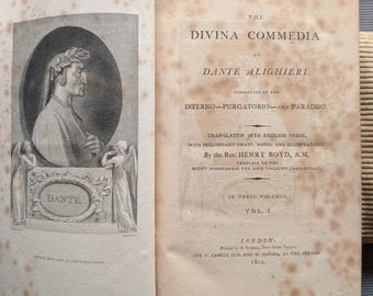Rare 1802 Dante's Divine Comedy First English Translation, 3 Volumes