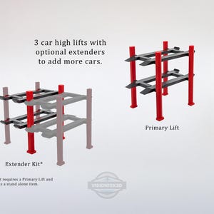 3D Printed 3-High Car Lift with Expandable Extenders – Fits 1:64 Scale Die-Cast Cars (Hot Wheels / Matchbox / Dioramas)