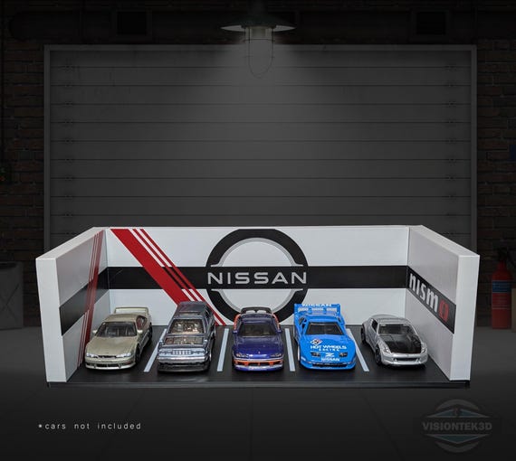 3D Printed Nissan Garage Diorama – 1:64 Scale Diecast Display, JDM