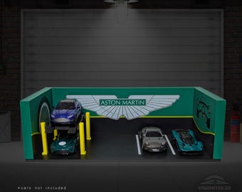 Aston Martin Garage Diorama – 3D Printed 1:64 Scale Diecast Display (VisionTek3D)
