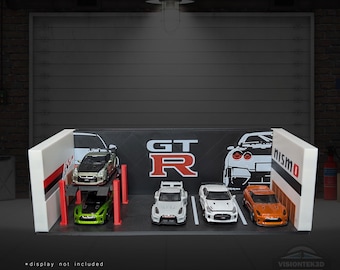 3D Printed Nissan GTR R35 Garage Diorama – 1:64 Scale JDM Diecast Display Model