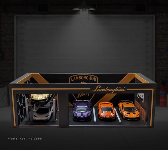 ☆ Garage Show Car Item Lamborghini Garage Diorama – 3D Printed 1:64 Scale Diecast Display