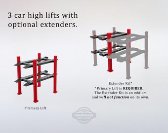 3D Printed Car Lift – 1:64 Scale Diorama, Expandable Display (3-High)