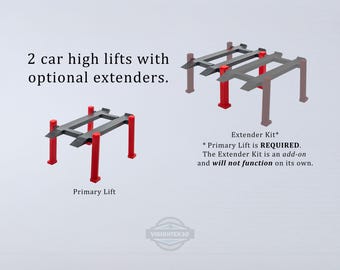 3D Printed Car Lift – 1:64 Scale Diorama, Expandable Display (2-High)