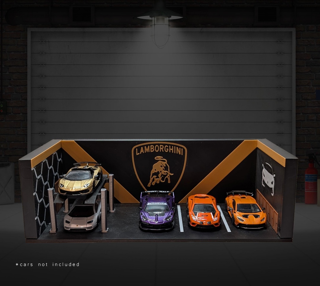 Lamborghini ミニカーコレクションケース 1５台セット Lamborghini Garage Diorama – 3D Printed 1:64 Scale Diecast Display