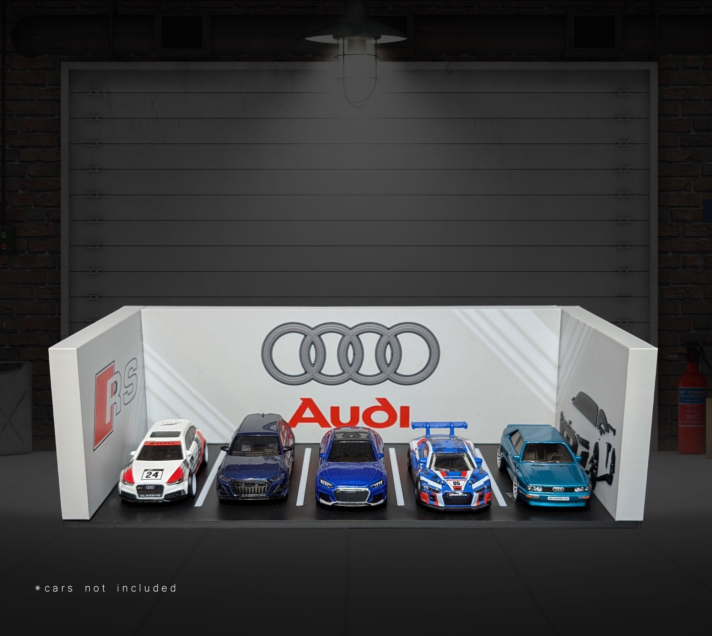 1:64 Scale Audi Garage Diorama – 3D Printed Diecast Display