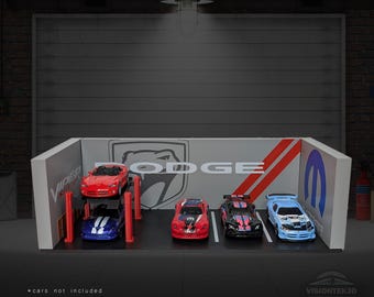 Dodge Viper Garage Diorama – 3D Printed 1:64 Scale Diecast Display American Muscle Decor