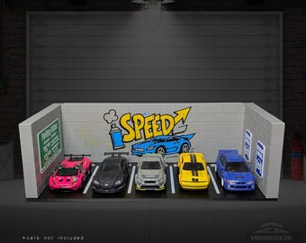 1:64 Scale Parking Garage Diorama – 3D Printed Urban Diecast Display
