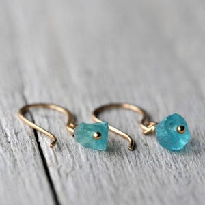 Gold Filled Dangle Earrings with Apatite raw beads image 5