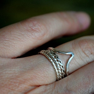 Chevron Sterling silver ring stacking ring or solitaire image 4