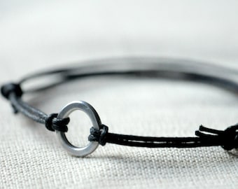 Dla niego Circle Infinity bransoleta-Drut aluminiowy i woskowane bawełna-mężczyźni i bransoletka Unisex-wegańskie przyjazne