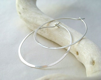 Sterling Silver Earrings, shiny Hoops, medium size, made to order