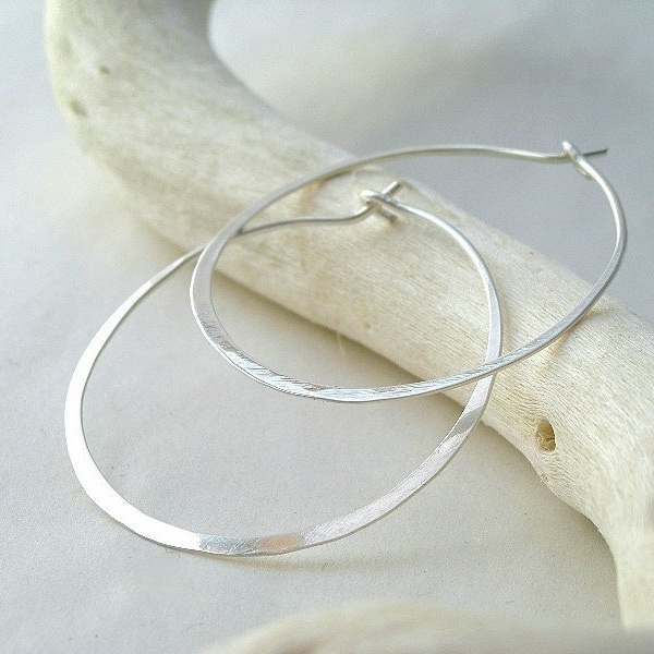 Sterling Silver Earrings, shiny Hoops, medium size, made to order