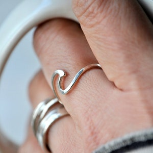Wave Sterling silver ring, stacking ring or solitaire image 7