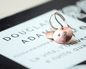 Earrings 42 Deep Thought  - Sterling silver findings and Copper domes