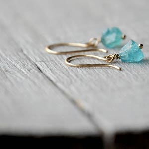 Gold Filled Dangle Earrings with Apatite raw beads image 8