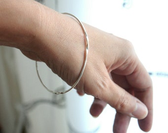 Sterling Silver Bangle with Twisted Details