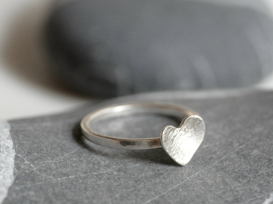 Sterling Silver Ring With a Heart Ring With a Heart MADE - Etsy