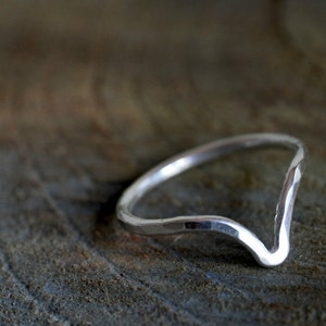 Chevron Sterling silver ring stacking ring or solitaire image 1