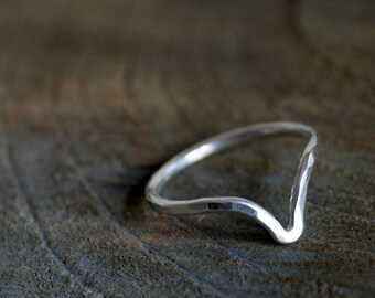 Chevron Sterling silver ring - stacking ring or solitaire