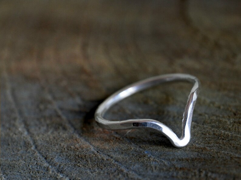 Chevron Sterling silver ring stacking ring or solitaire image 1