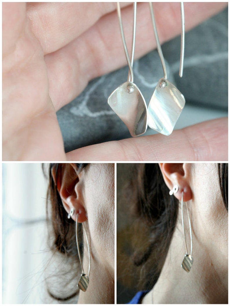 Sterling Silver Earrings minimal urban look Made to order image 4