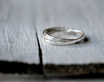 Sterling Silver three loops ring, three rings looped together,  man and unisex