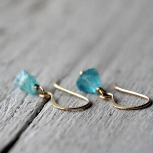 Gold Filled Dangle Earrings with Apatite raw beads image 2