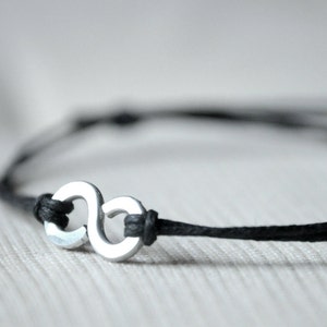 For Him Infinity Bracelet Aluminium wire and waxed cotton Men and Unisex bracelet Vegan friendly image 1