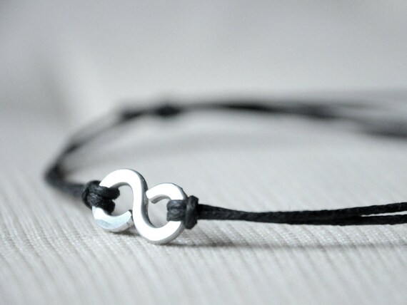 For Him Infinity Bracelet  - Aluminium wire and waxed cotton - Men and Unisex bracelet - Vegan friendly