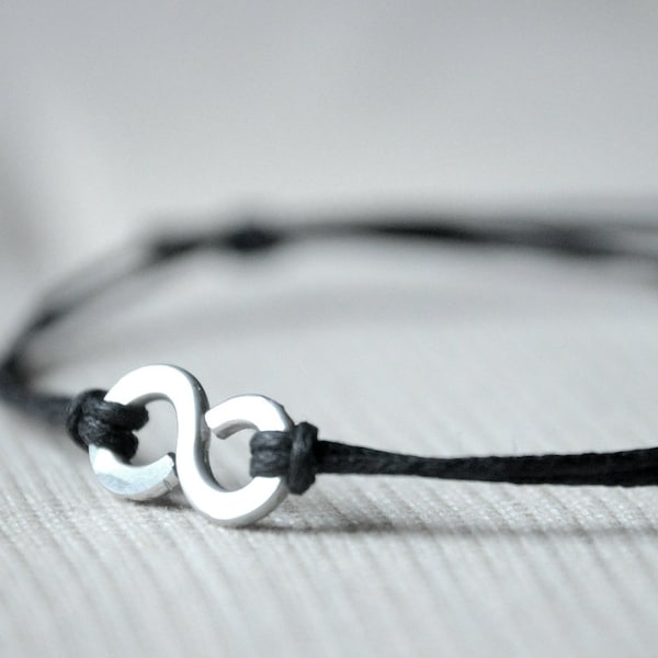 For Him Infinity Bracelet  - Aluminium wire and waxed cotton - Men and Unisex bracelet - Vegan friendly