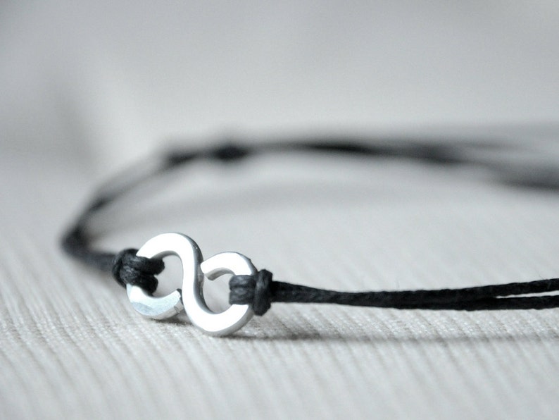 For Him Infinity Bracelet Aluminium wire and waxed cotton Men and Unisex bracelet Vegan friendly image 1