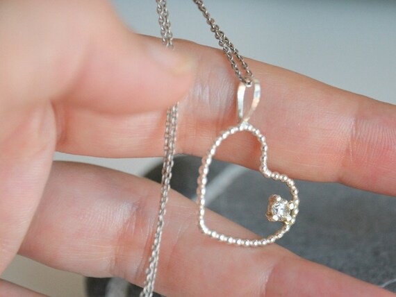 Buy Sterling Silver Heart Pendant Necklace With Heart and Cubic 