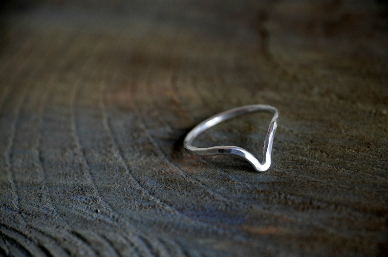 Chevron Sterling silver ring stacking ring or solitaire image 5