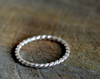 Rope Sterling silver ring - twisted and stackable - Made To Order