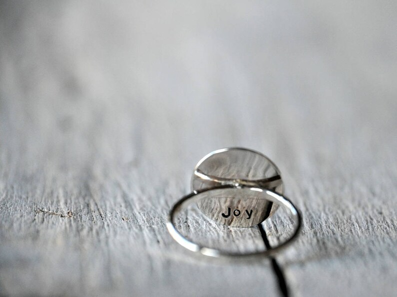 Sterling silver ring with personalised stamping, custom letters and symbols, your personal message, MADE TO ORDER image 8