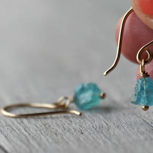 Gold Filled Dangle Earrings with Apatite raw beads image 4