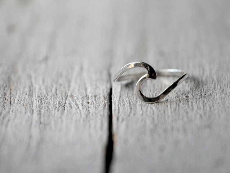 Wave Sterling silver ring, stacking ring or solitaire image 3