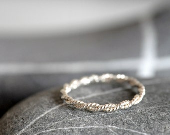 Braided Sterling Silver Ring Stackable Made to Order | Etsy