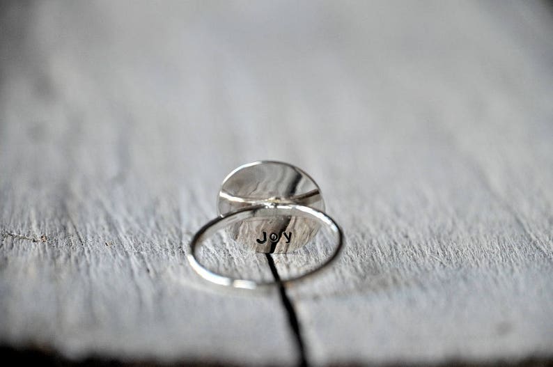 Sterling silver ring with personalised stamping, custom letters and symbols, your personal message, MADE TO ORDER image 3