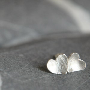 Sterling silver Hearts post earrings - brushed finish - Made to order