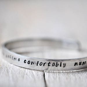 Personalised Aluminium Bangle, your phrase, song lyrics, book quote, personalized writing image 9