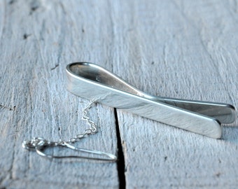 Personalized Sterling Silver Tie Bar with Chain - Custom Initials