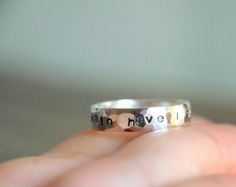 Personalized Sterling Silver Ring - Jane Austen Quote or Custom Stamping