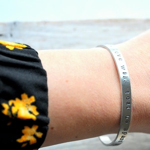 Personalised Aluminium Bangle, your phrase, song lyrics, book quote, personalized writing image 3