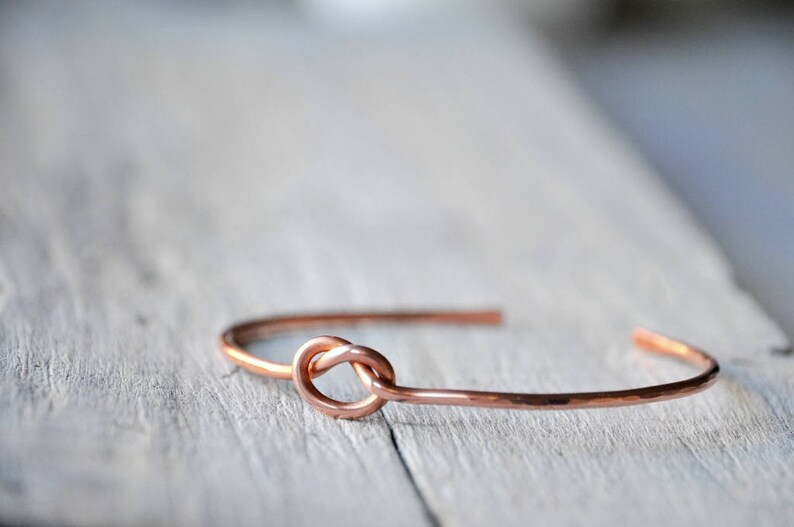 Copper or Silver Bangle with Love Knot BFF  love image 1